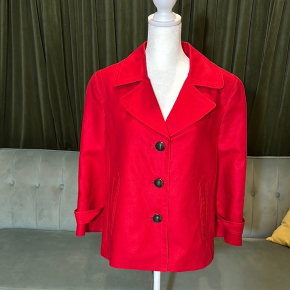Talbots Red Swing Coat Classic Timeless Design